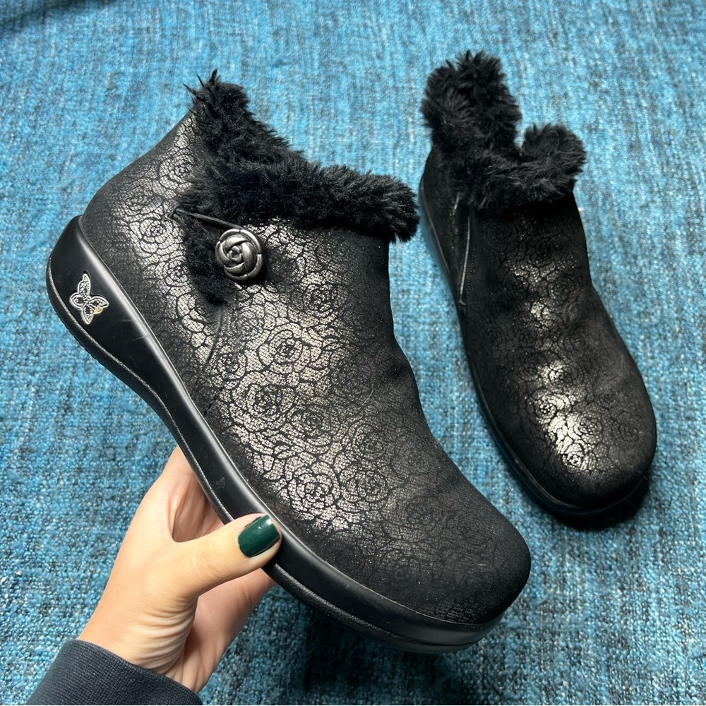 Alegria Meri 553 Ankle Boots in Black Florette Euro 40 or Women's Size 9.5-10